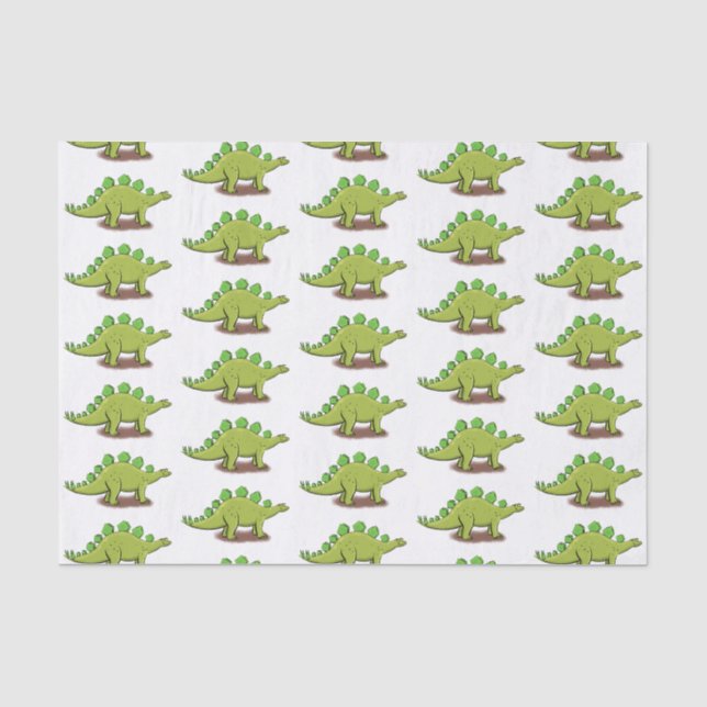 Funny stegosaurus dinosaur cartoon tissue paper (Front)