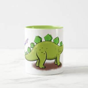 Funny stegosaurus dinosaur cartoon Two-Tone coffee mug