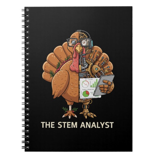  Funny STEM Analyst Robot Turkey Thanksgiving Gift Notebook (Front)