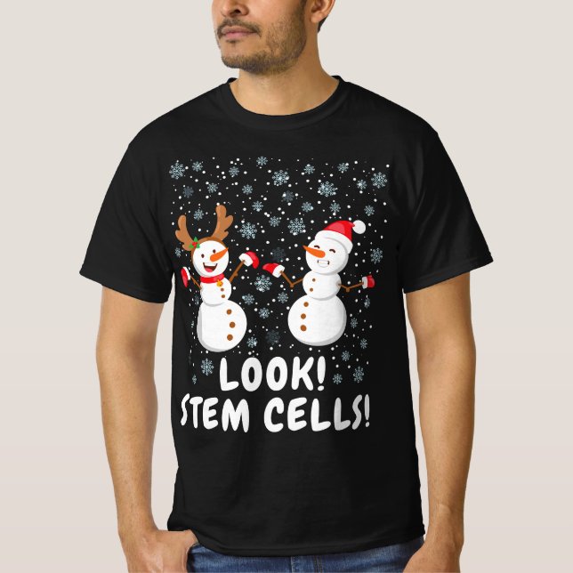 Funny Stem Cell Snowman Christmas Science Gift  T-Shirt (Front)