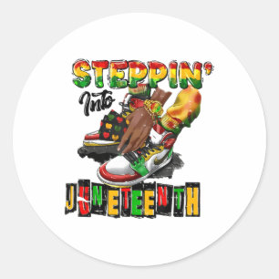 Funny Stepping Into Juneteenth 1865 Black History  Classic Round Sticker