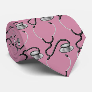 Funny stethoscope for doctor on pink tie