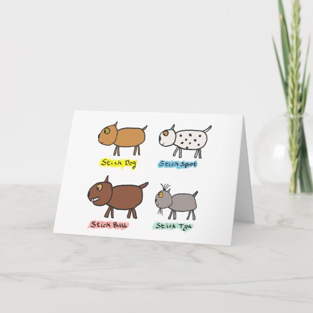 Funny Stick Dogs Card (Front)