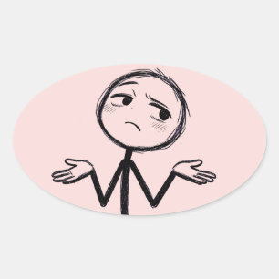 Funny Stick Figure Doodle Oval Sticker
