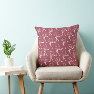 Funny Stick Figure Doodle Seamless Pattern Cushion