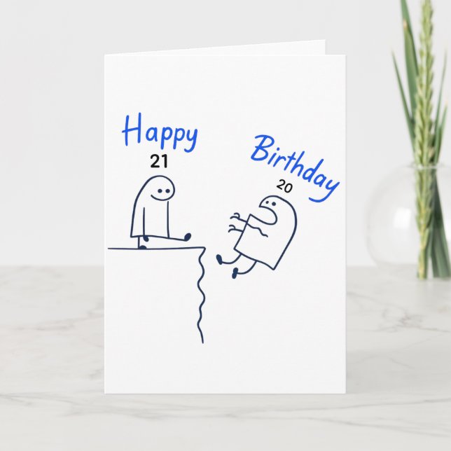 Funny Stick Figure Meme Birthday |Customisable Age Card (Front)