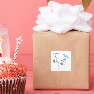 Funny Stick Figure Meme Birthday  Customisable Age Square Sticker