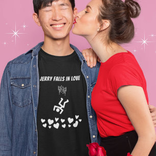 Funny Stick Figure People Jerry Falls in Love T-Shirt