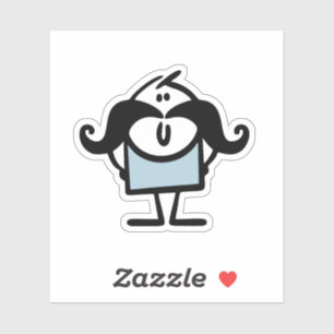 Funny stick man with moustaches