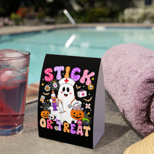 Funny Stick Or Treat Cute Nurse Ghost Halloween