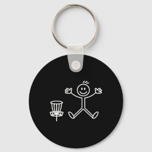Funny Stick Person Frisbee Golf Player Disc Golf Key Ring