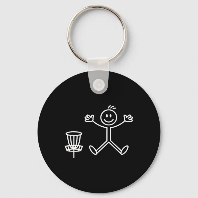 Funny Stick Person Frisbee Golf Player Disc Golf  Key Ring (Front)