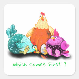 Funny Sticker Chickens Waiting Egg To Hatch