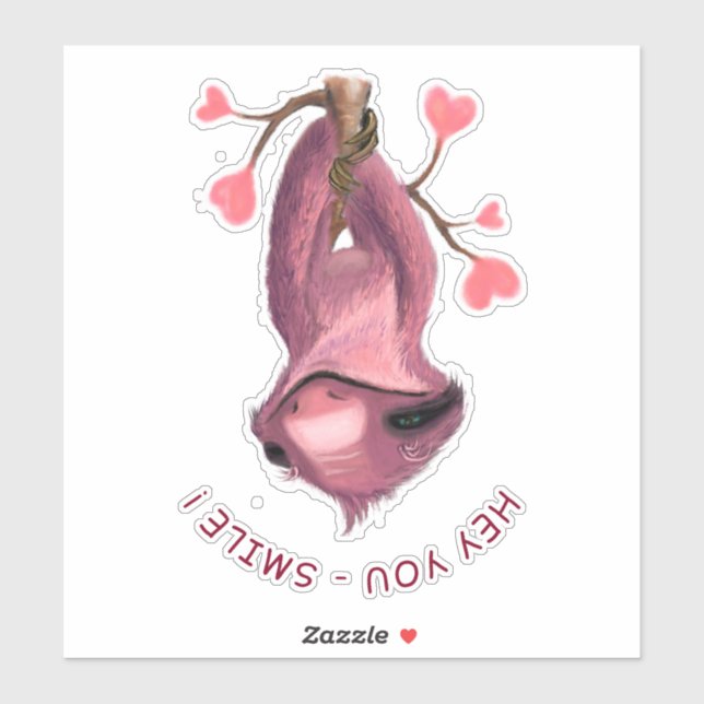 Funny Sticker with Happy Sloth Smile - Custom Text (Sheet)