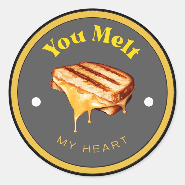 FUNNY! Sticker - You Melt My Heart -Grilled Cheese (Front)