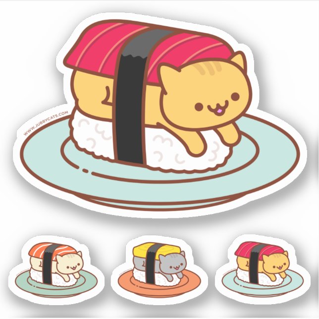 Funny Stickers - SUSHI CATS - MAGURO (Front)