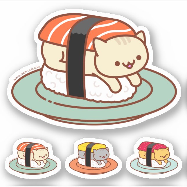 Funny Stickers - SUSHI CATS - SALMON (Front)