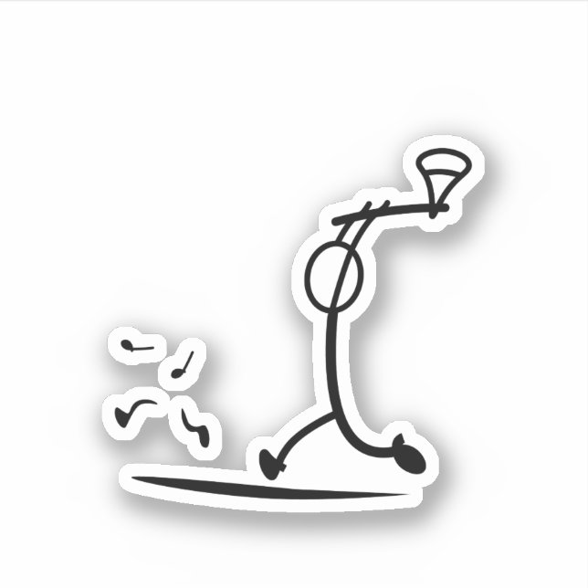 FUNNY STICKMAN CHASING APPLE SIGN STICKER (Front)