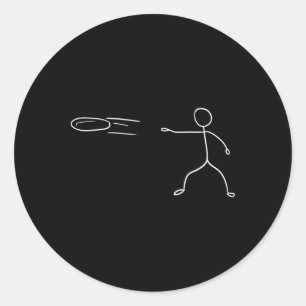 Funny Stickman Disc Golf Player Sports Lover Classic Round Sticker
