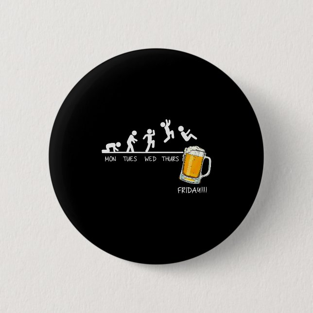 Funny Stickman Jumping Beer Days Of Week Friday Dr 6 Cm Round Badge (Front)