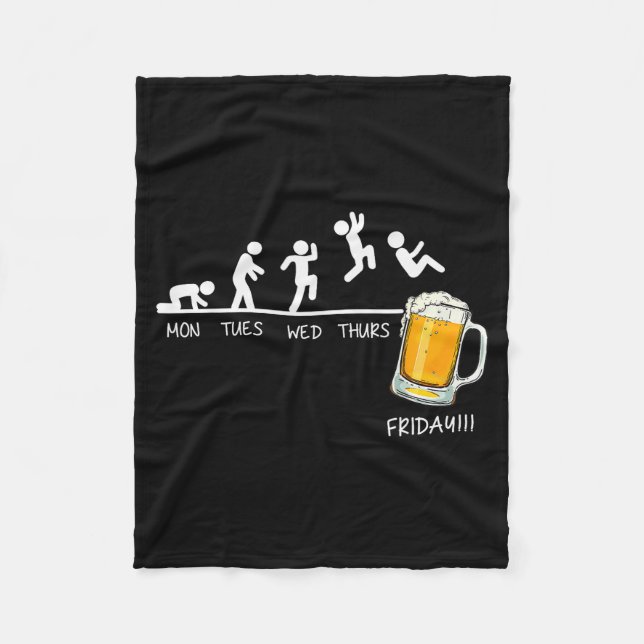 Funny Stickman Jumping Beer Days Of Week Friday Dr Fleece Blanket (Front)