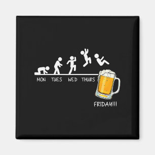Funny Stickman Jumping Beer Days Of Week Friday Dr Magnet