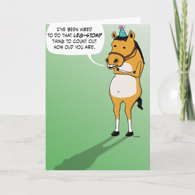 Funny Stomping Horse Birthday Card (Front)