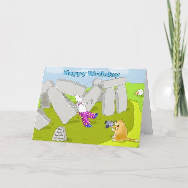 Funny stonehenge happy birthday card (Front)