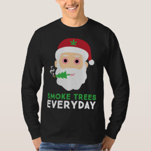Funny Stoner Santa Smoke Trees Christmas Pajama T-Shirt