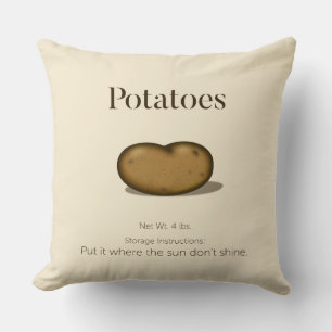 Funny Storage Instructions Rustic Potato Sack Cushion