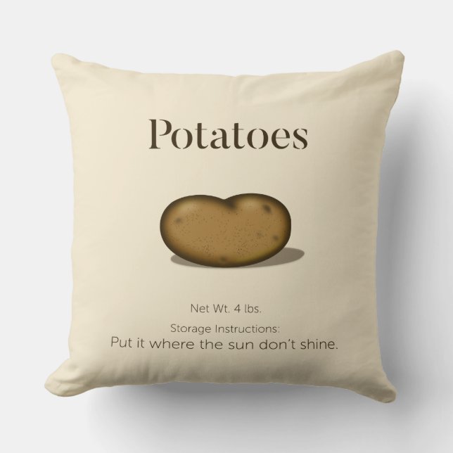 Funny Storage Instructions Rustic Potato Sack Cushion (Front)