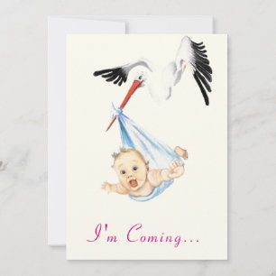 Funny Stork Baby Shower Invitation - I'm Coming