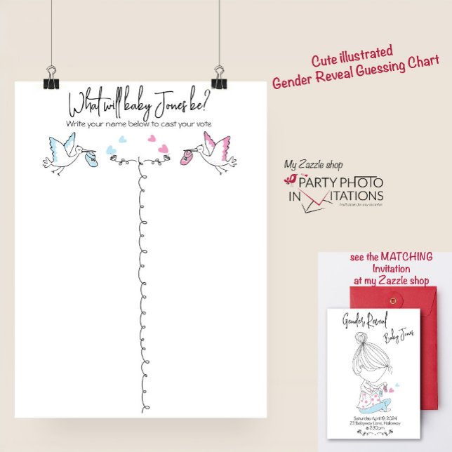 Funny stork Gender Reveal Chart (Gender reveal guessing chart)