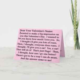 Funny Story Car With Roses Valentine''s Day Card