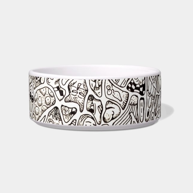 Funny Strange Cartoon Faces Drawing Bowl (Front)