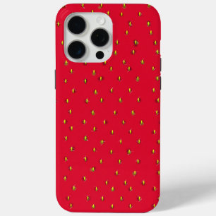Funny strawberry background red iPhone 15 pro max case