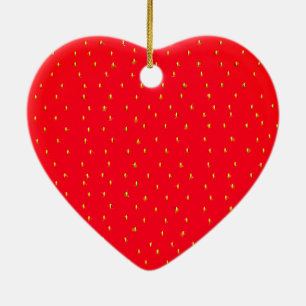Funny strawberry background red ceramic ornament