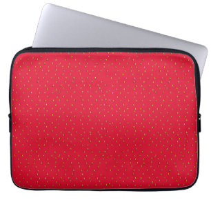 Funny strawberry background red laptop sleeve