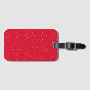 Funny strawberry background red luggage tag