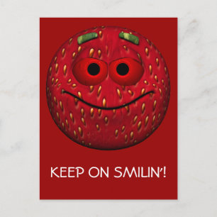 Funny Strawberry Emoticon Postcard