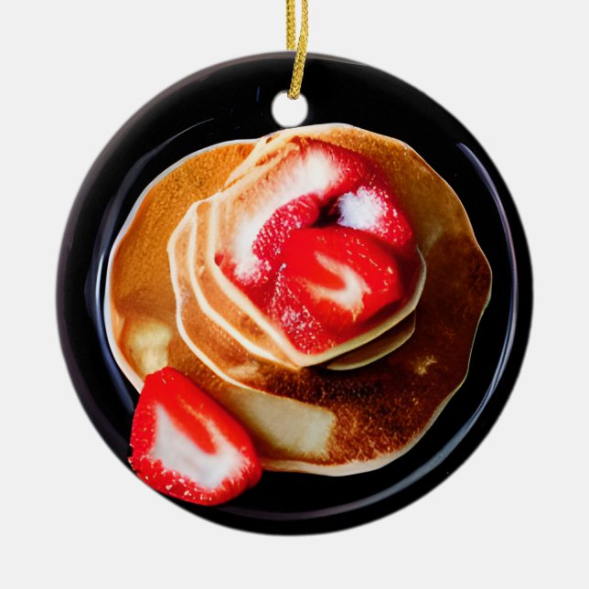 Funny Strawberry Pancakes Pun Christmas  Ceramic Ornament (Front)