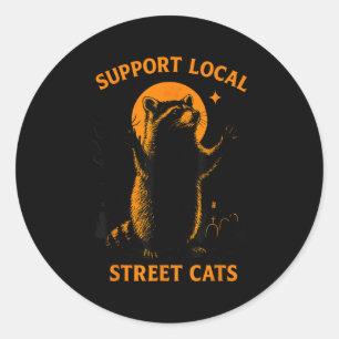 Funny Street Cat Vintage Racoon Halloween For Men Classic Round Sticker