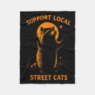 Funny Street Cat Vintage Racoon Halloween For Men Fleece Blanket