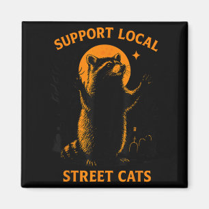Funny Street Cat Vintage Racoon Halloween For Men Magnet