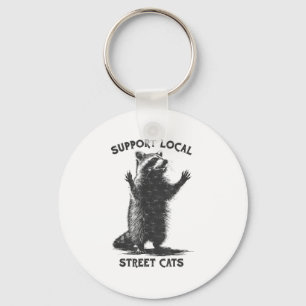 Funny Street Cat Vintage Support Local Street Cats Key Ring