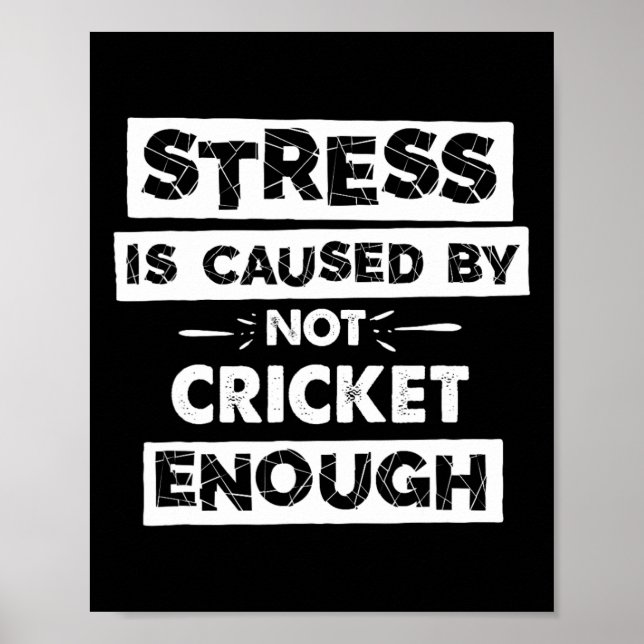 Funny Stress Is Caused By Not Cricket Enough  Poster (Front)