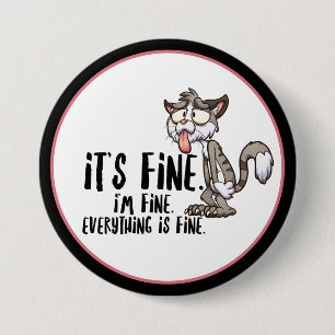 Funny Stressed Anxiety Cat 7.5 Cm Round Badge