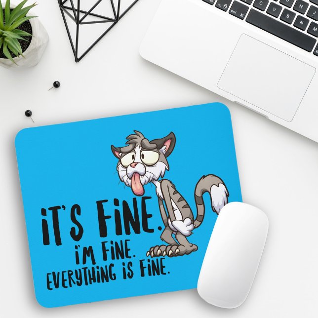 Funny Stressed Anxiety Cat  Mouse Pad (Creator Uploaded)