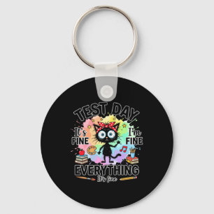 Funny Stressed Cat Fine Art Teacher Back To School Key Ring