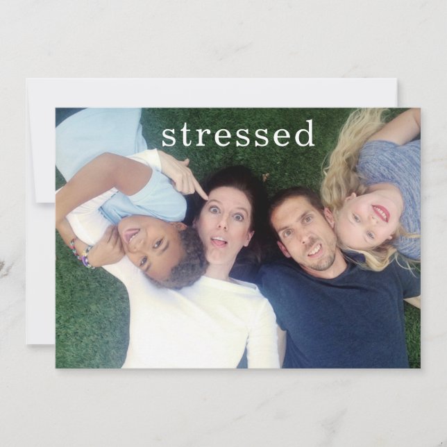 Funny Stressed No Blessed Christmas Photo Card (Front)